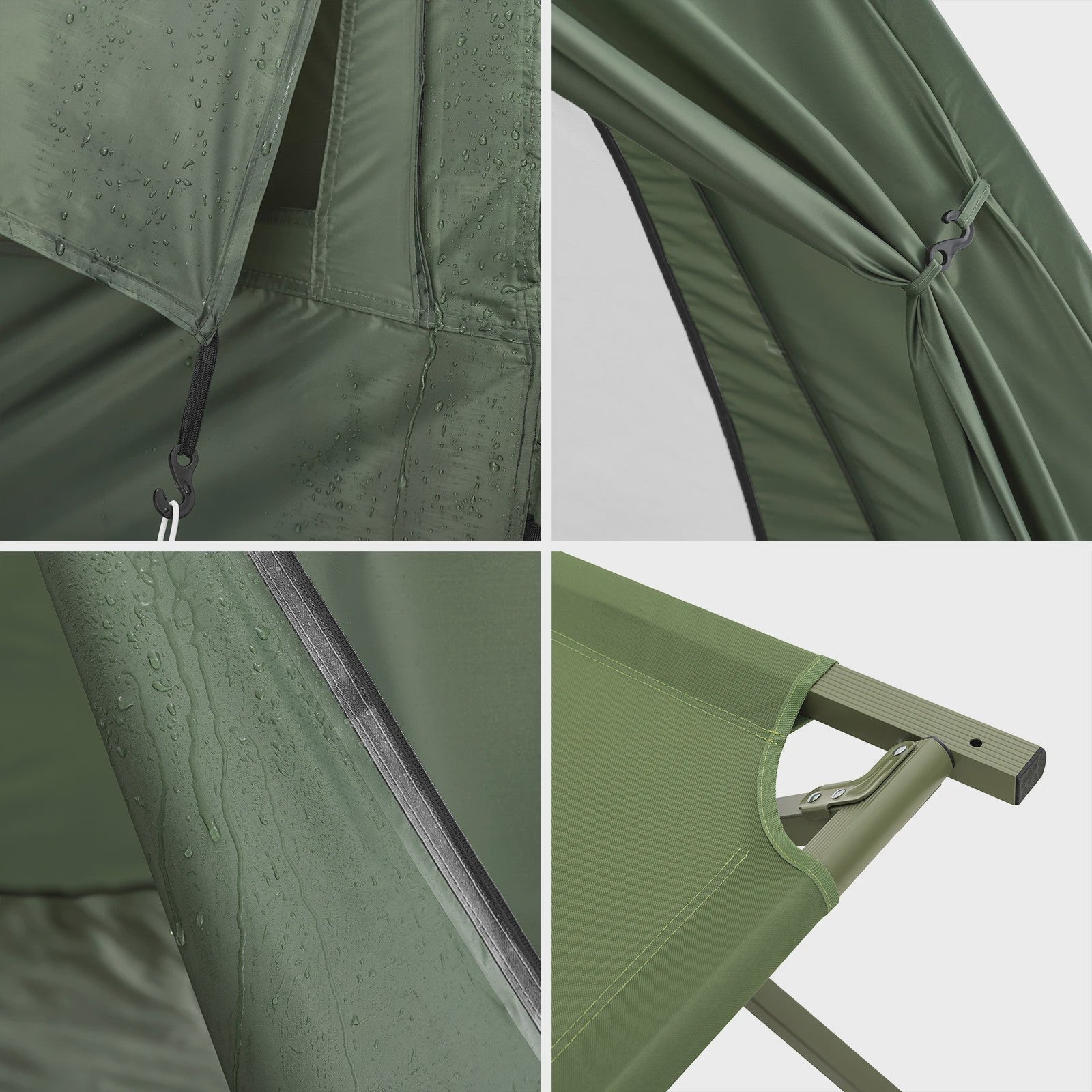 SoBuy 3-in-1 Camping Tent voor 1 Persoon - Groen met Lamp- en Schoenenopslag
