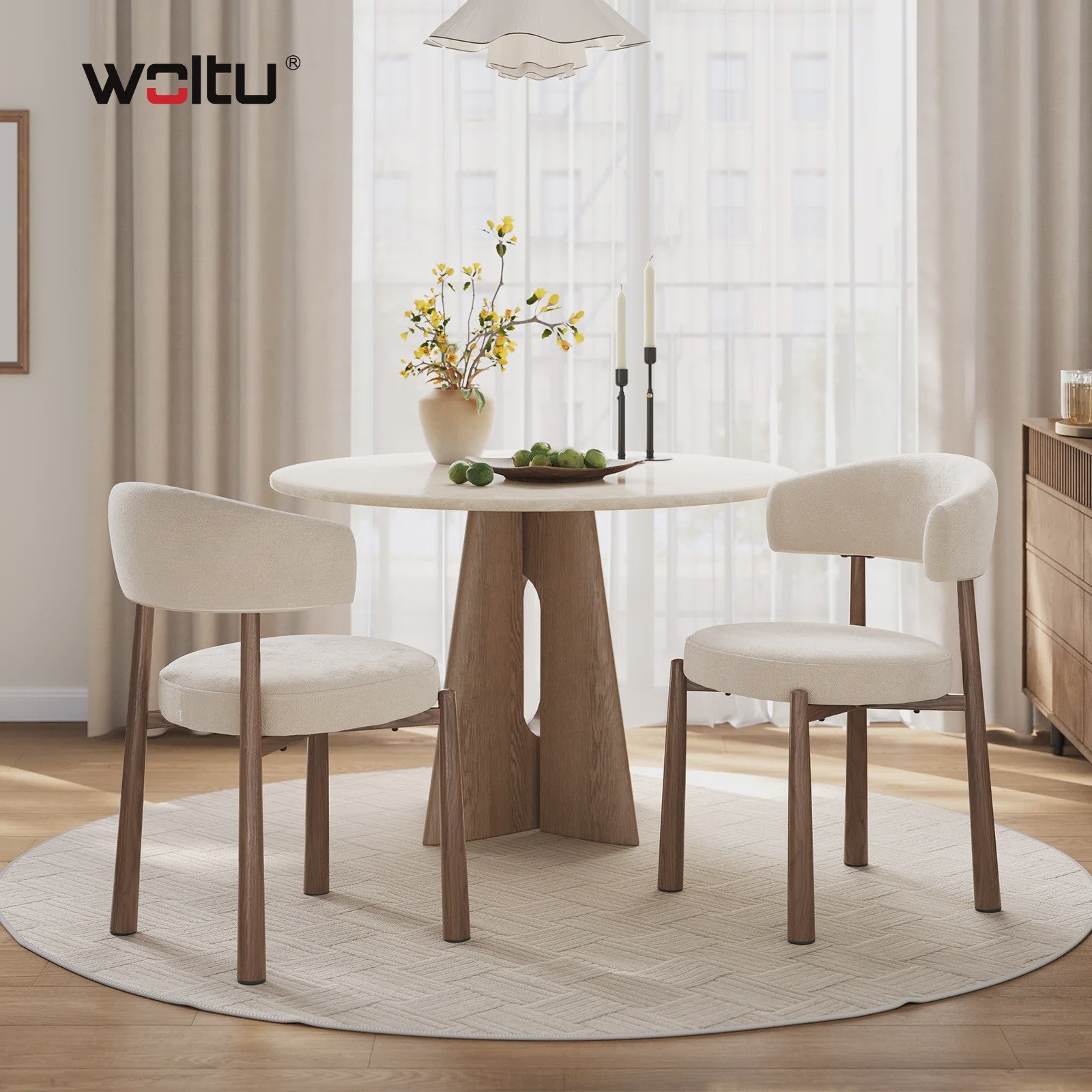 Set van 2 Mid-Century Modern Eetkamerstoelen - Chenille Gestoffeerd met Metalen Poten - Ergonomisch & Stijlvol