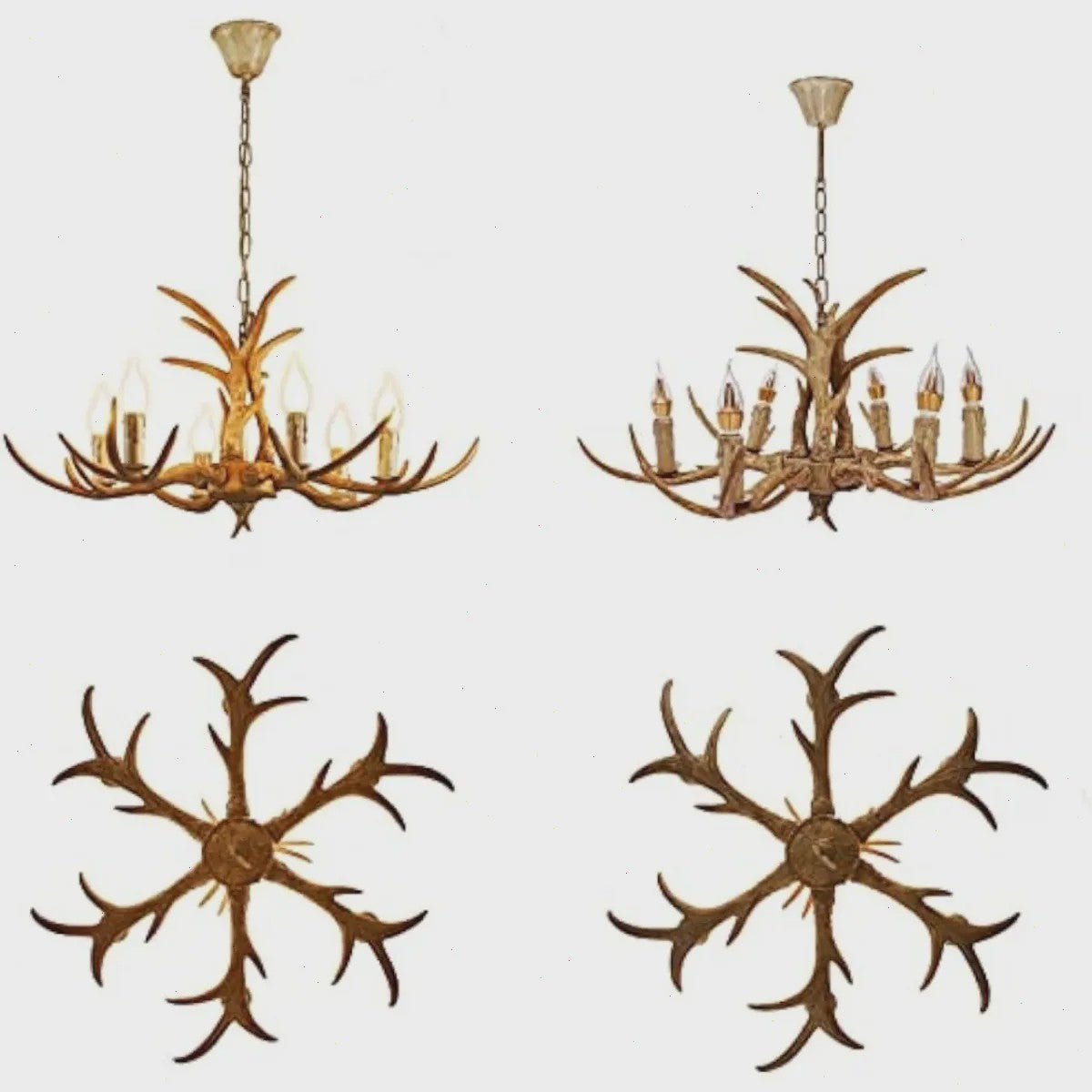 Luxe Herten Gewei Kroonluchter - 6-Lichts Hanglamp met E14 Fitting