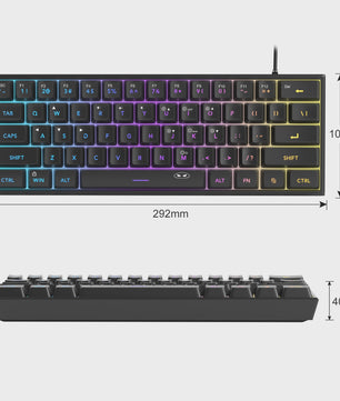 MageGee Mini 60% Gaming Toetsenbord met RGB Backlit, 61 Toetsen, Compact & Ergonomisch