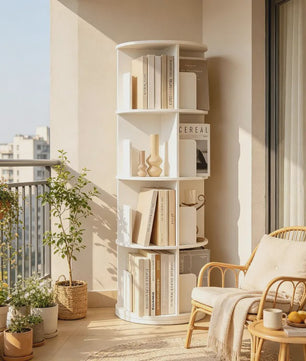Draaibare Boekenkast Toren - 4 Laags Rotatie Plankenrek