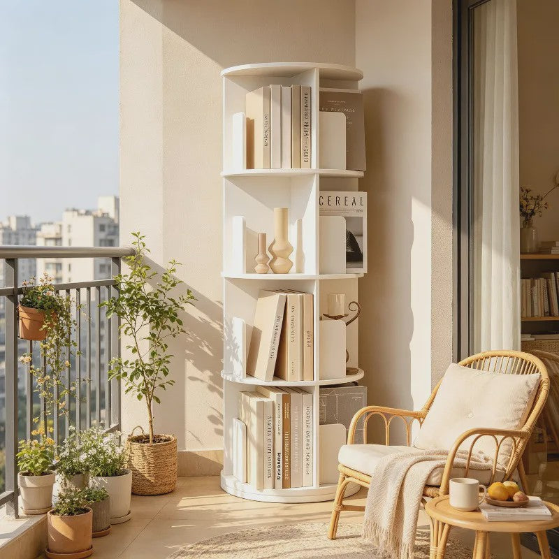 Draaibare Boekenkast Toren - 4 Laags Rotatie Plankenrek