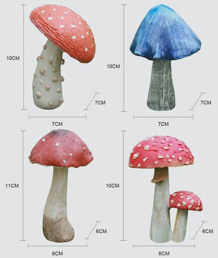 Set van Decoratieve Paddenstoelen Beeldjes - Hars Tuindecoratie Ornamenten