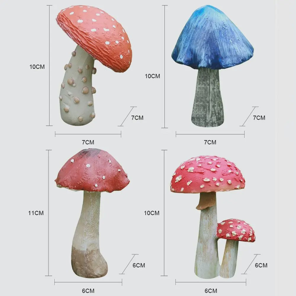 Set van Decoratieve Paddenstoelen Beeldjes - Hars Tuindecoratie Ornamenten