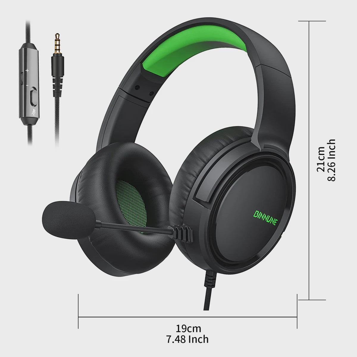 BINNUNE BG02 Gaming Headset met Microfoon - Bedraad, Compatibel met PS4, PS5, Xbox, PC & Switch