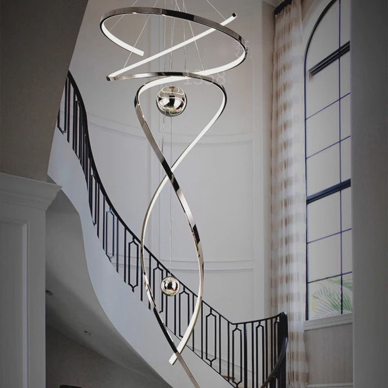 Moderne LED Plafondlamp Spiraal Design - Goudkleurig - Hanglamp voor Woonkamer & Eetkamer