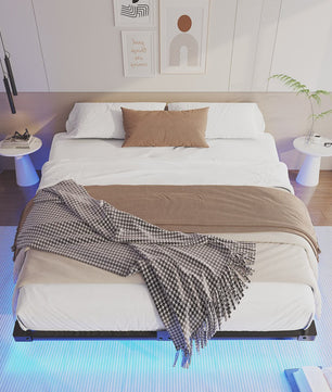 Zwevend Metalen Bedframe met LED Verlichting - Modern Platform Bed