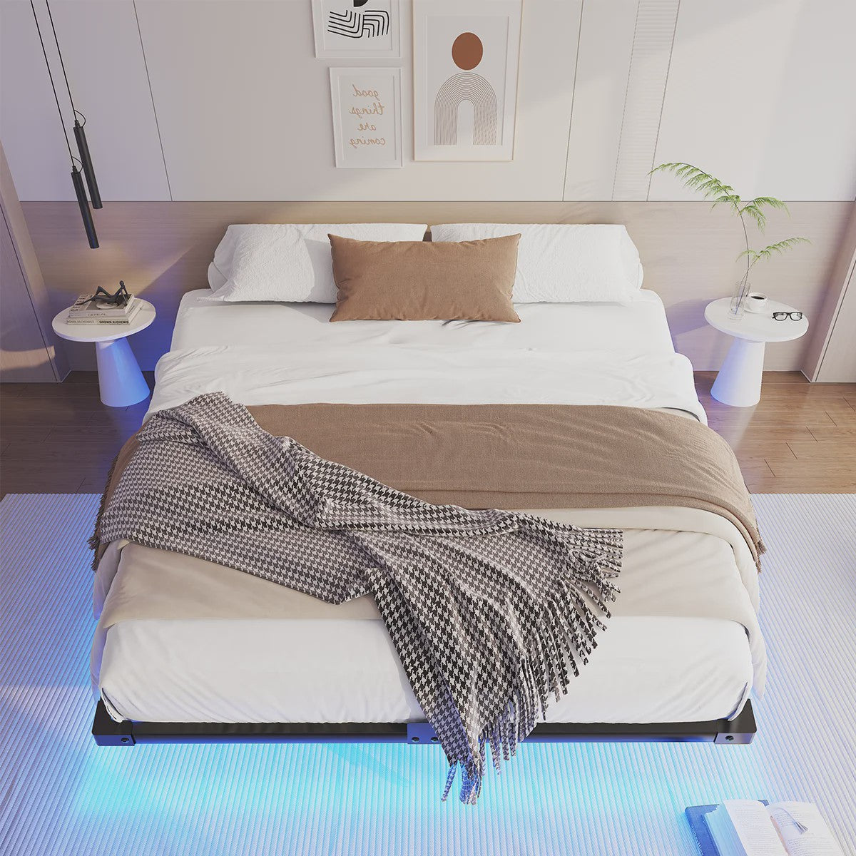 Zwevend Metalen Bedframe met LED Verlichting - Modern Platform Bed