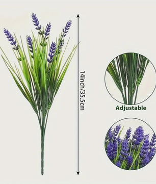 12 Bundels Kunstlavendel Planten voor Buiten - UV-bestendig Plastic Groen voor Tuin & Huis Decoratie