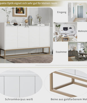 Modern Handvrij Dressoir met 4 Deuren - 120cm Breed Buffetkast