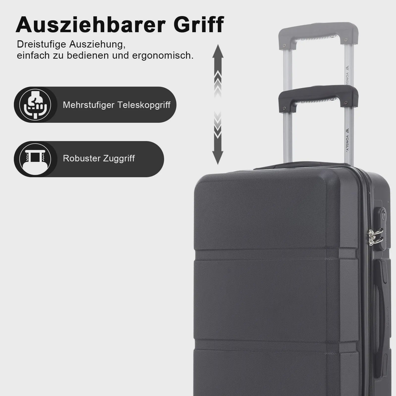 YONSLY Hardcase Koffer 16/20/24/28 Inch - Lichtgewicht 4-Wiel Trolley met Cijferslot