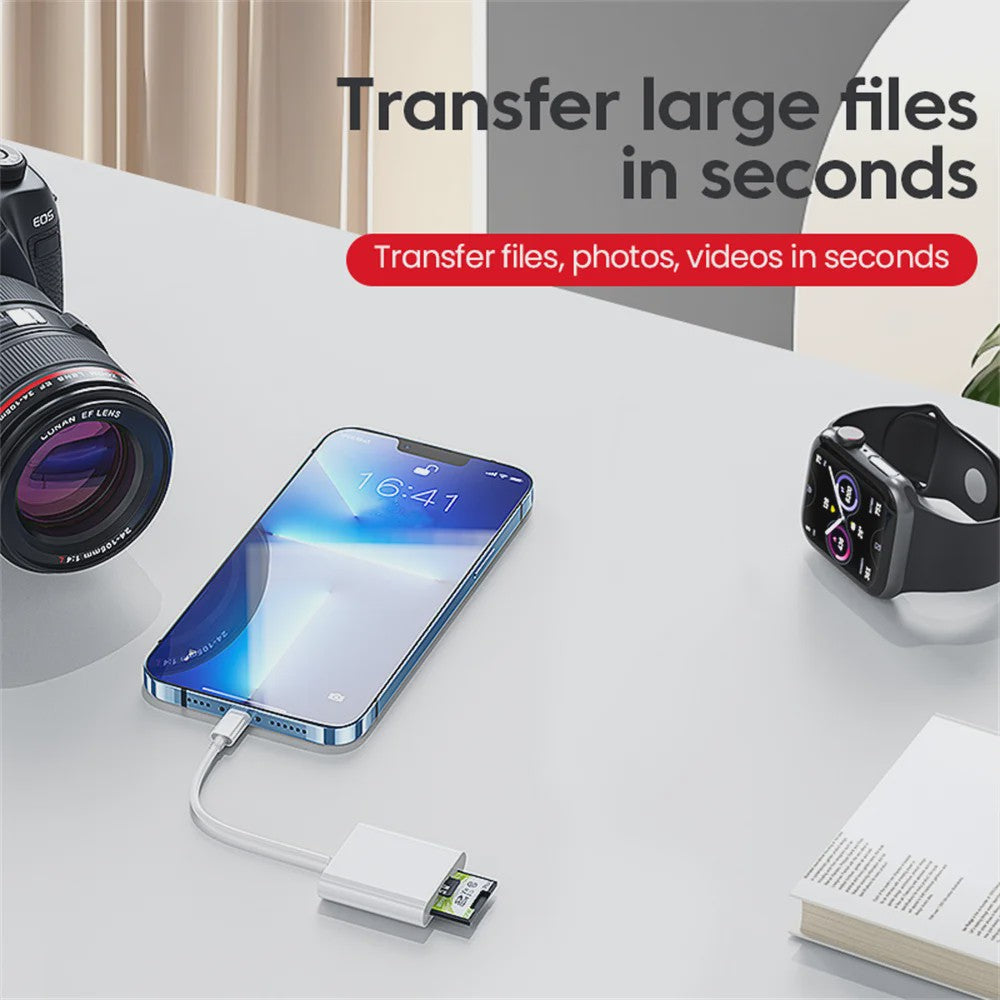 3-in-1 USB-C Cardreader Hub: SD/TF & USB Poort voor Telefoon, Macbook & meer