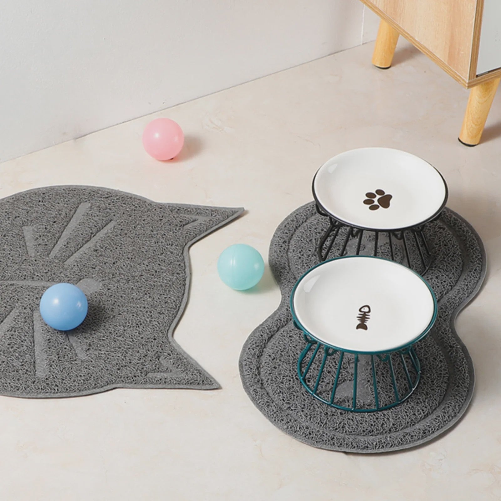 Keramische Verhoogde Voerbak & Waterbak op Standaard voor Katten en Honden