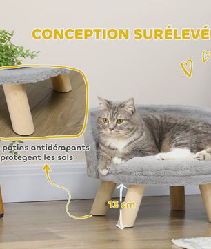 PawHut Scandinavisch Hond- en Kattenbed met Zacht Kussen - Grijs Ø 40,5x33 cm