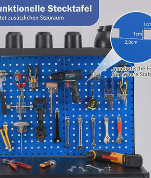 Robuuste Werkbank 81x41 cm met 225 kg Draagkracht - Blauwe Werktafel voor Garage & Werkplaats