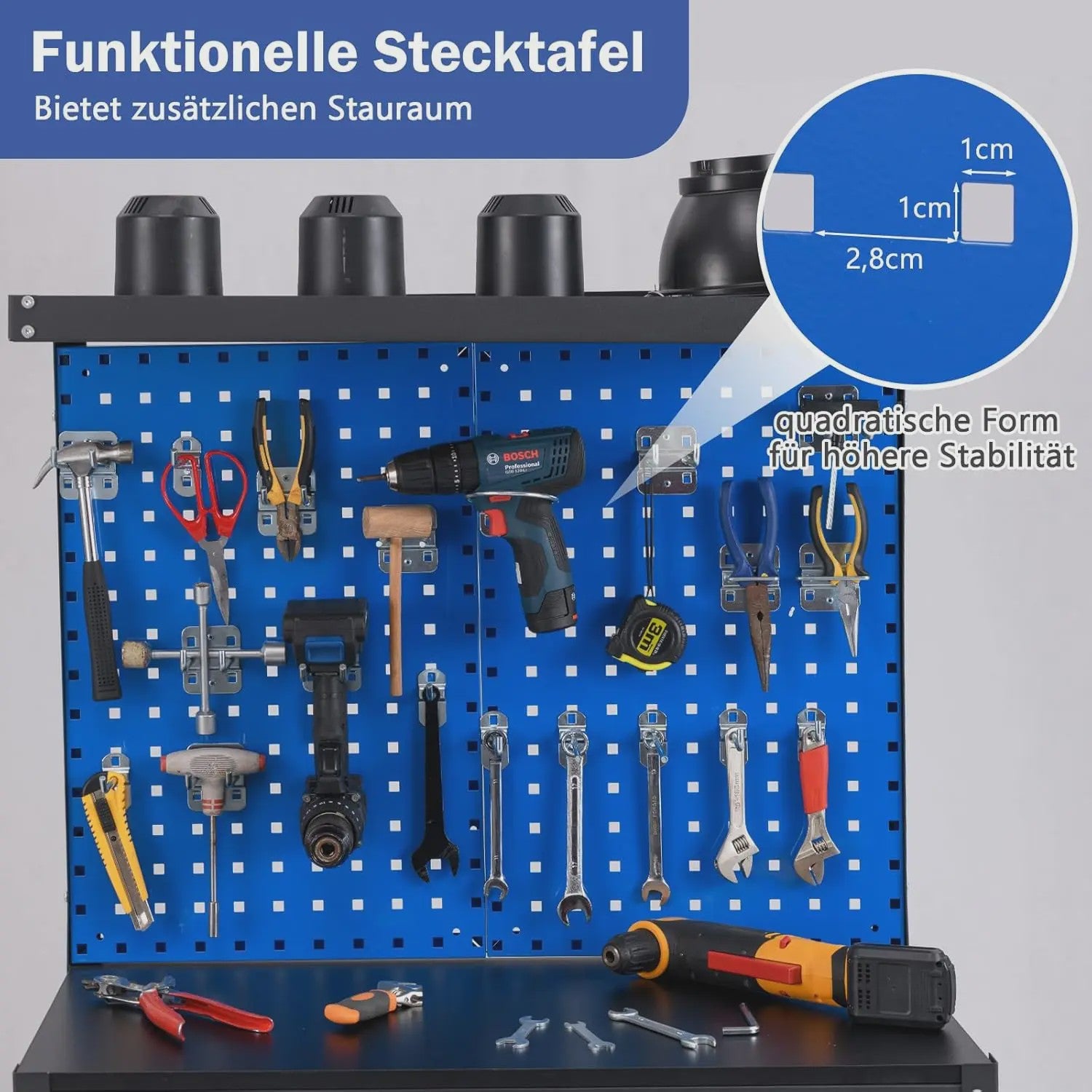 Robuuste Werkbank 81x41 cm met 225 kg Draagkracht - Blauwe Werktafel voor Garage & Werkplaats