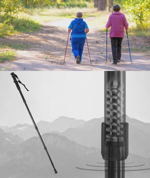Trekkingstokken Set van 2 - Anti-Shock Aluminium, Telescopisch 65-135 cm, Inclusief Kompas & Tips