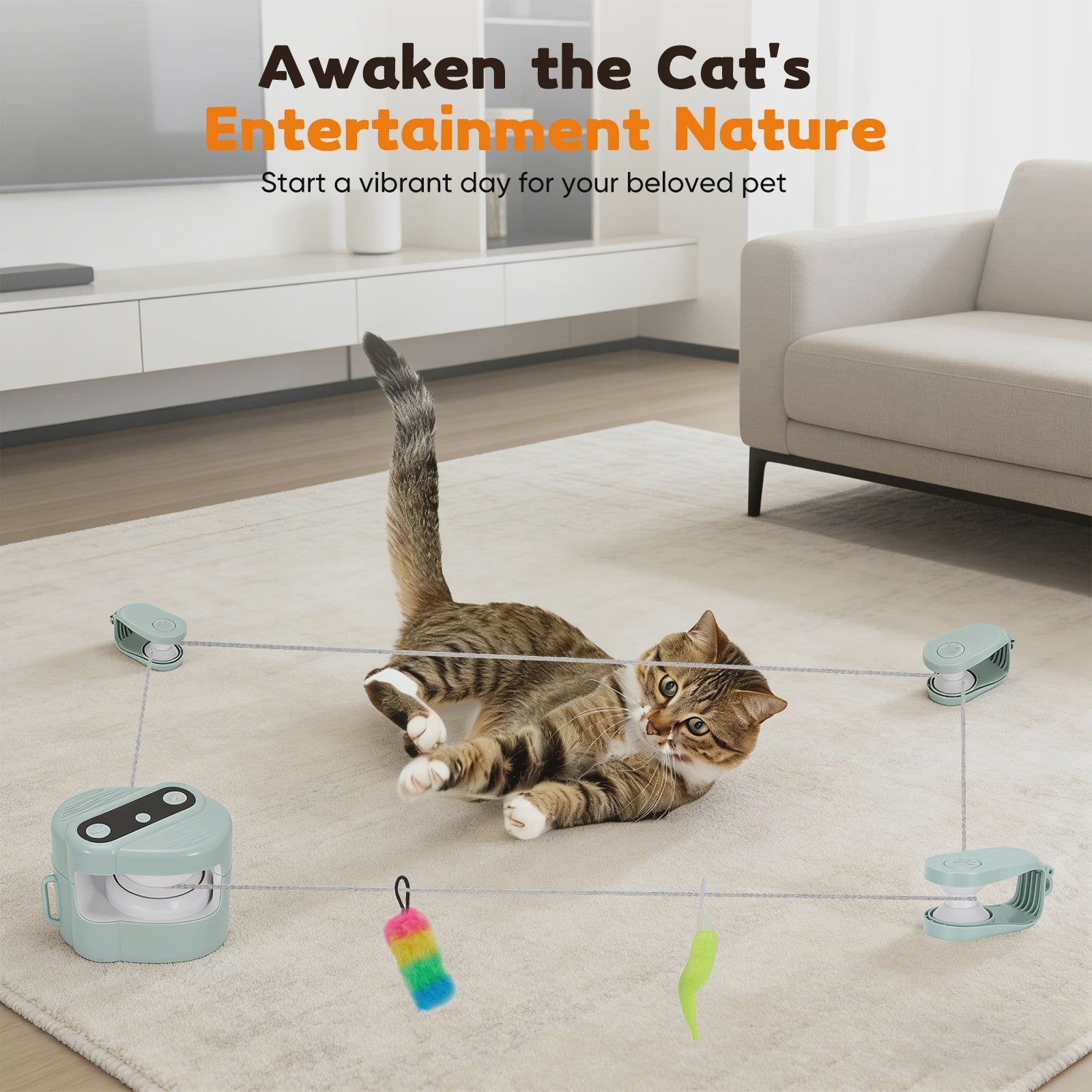 Automatic Interactive Cat Toy Smart Indoor Chase Toy with Remote Control, Bird Sounds & 3-Speed Motion for Hunting Chasing Toys