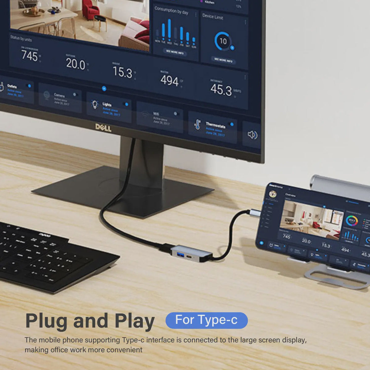 USB-C Hub met HDMI, 100W PD Opladen & USB 3.0 Poort - Universele Adapter