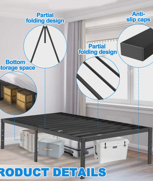 Robuust Metalen Bedframe met Lattenbodem - 37.5cm Opbergruimte