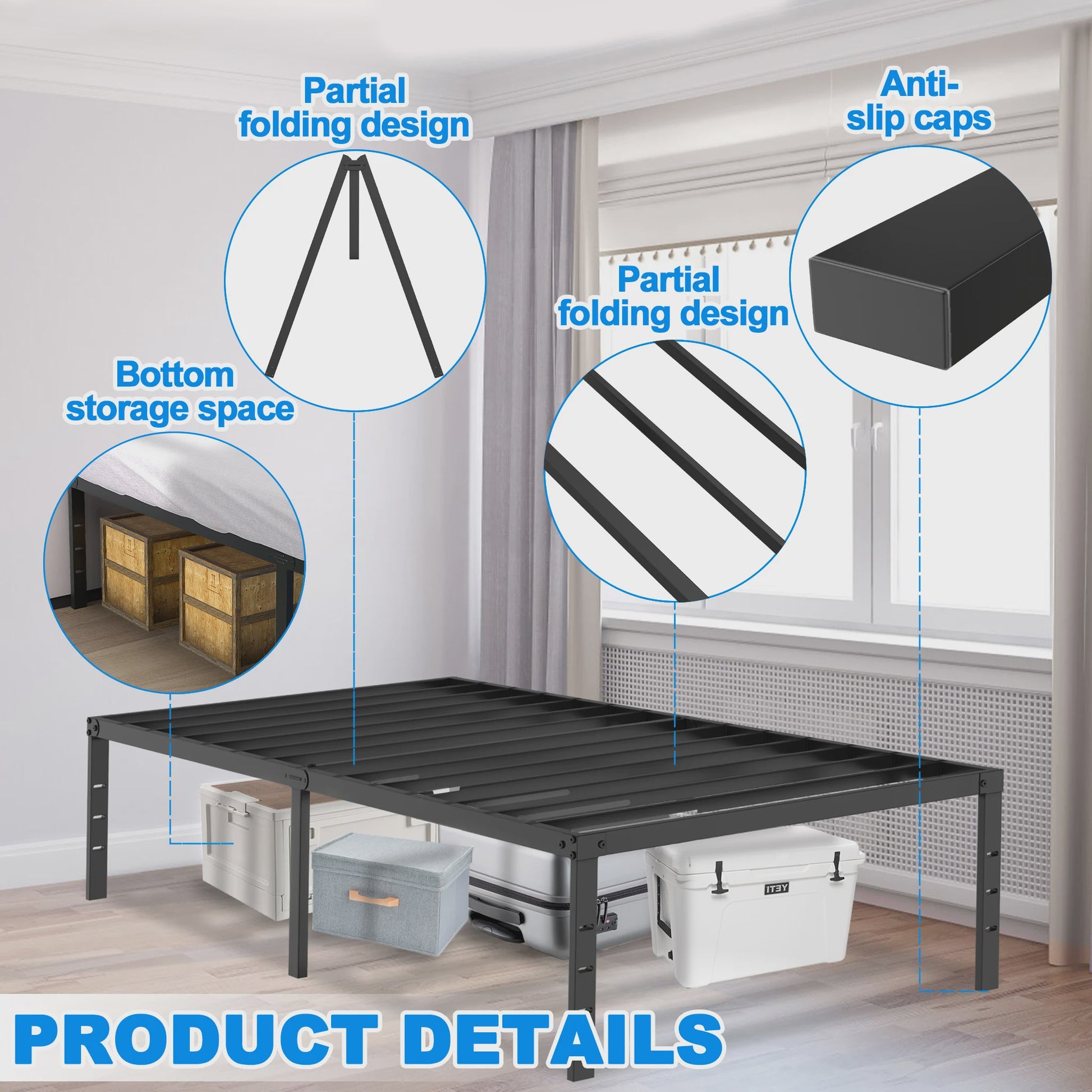 Robuust Metalen Bedframe met Lattenbodem - 37.5cm Opbergruimte