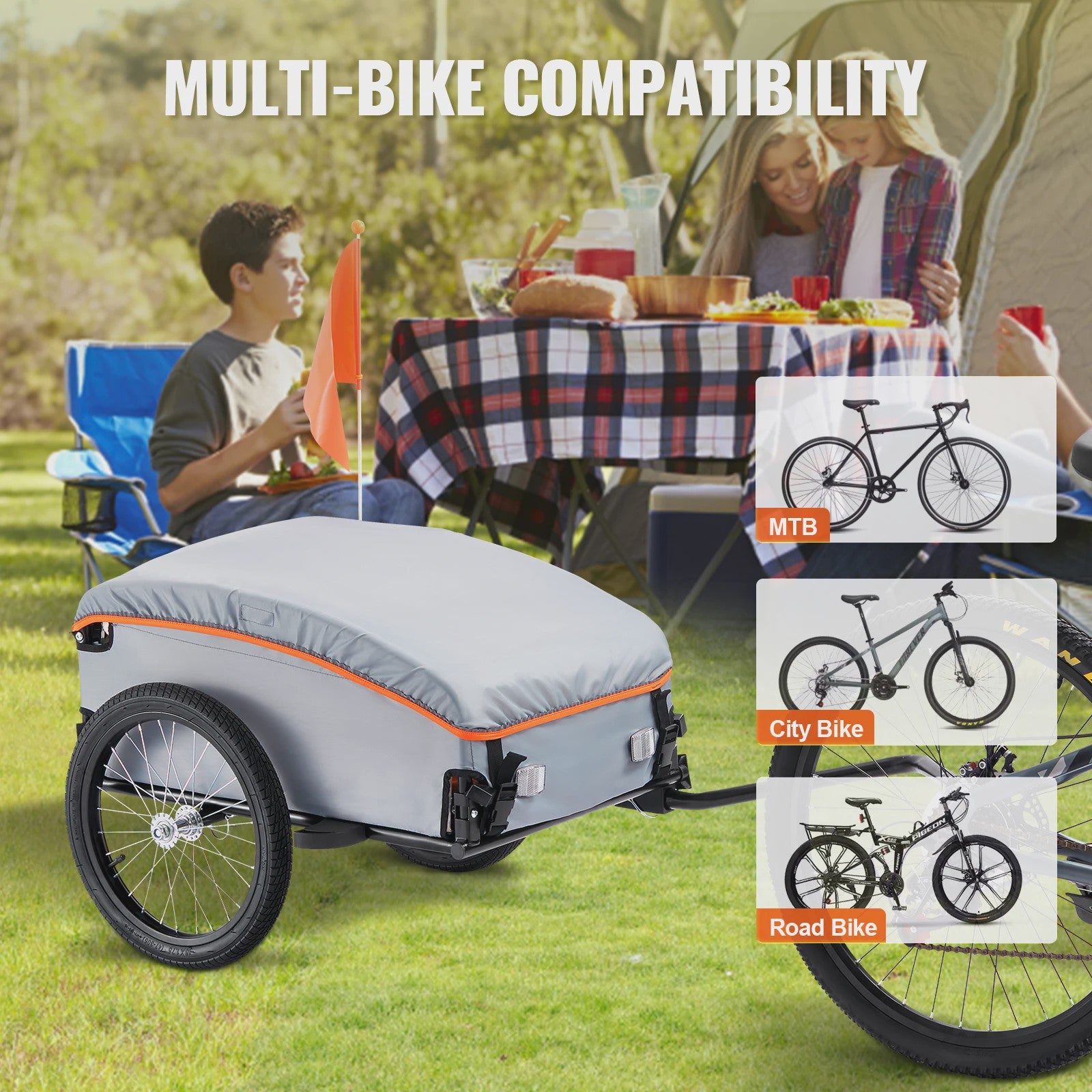 Opvouwbare Fietskar voor Cargo - 45kg Laadvermogen, Waterdicht, Reflectoren