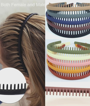 Set van 2 Antislip Plastic Hoofdbanden met Tandenkam - Modieus & Moeiteloos voor Dames, Heren & Sport