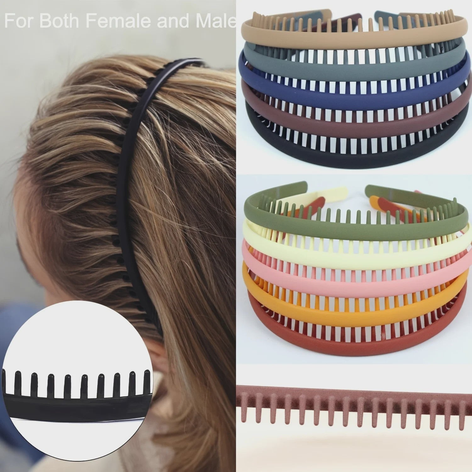 Set van 2 Antislip Plastic Hoofdbanden met Tandenkam - Modieus & Moeiteloos voor Dames, Heren & Sport