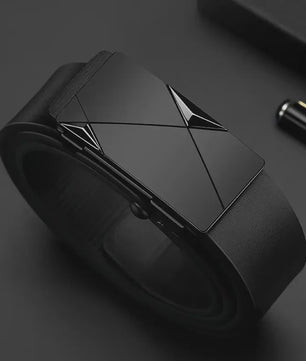 Luxe Heren Riem met Automatische Gesp - PU Leer, Zakelijk & Casual, Geometrisch Design