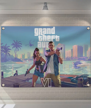 Grand Theft Auto VI Banner - 150x200cm of 60x90cm - Decoratie voor Feest, Camping & Outdoor