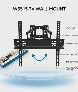 WETECH W5515 TV Muurbeugel: Volledig Beweegbaar voor 26-55 Inch TV's, 25kg Draagkracht, Kantelbaar & VESA Compatibel
