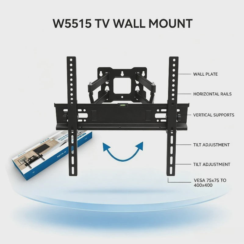 WETECH W5515 TV Muurbeugel: Volledig Beweegbaar voor 26-55 Inch TV's, 25kg Draagkracht, Kantelbaar & VESA Compatibel