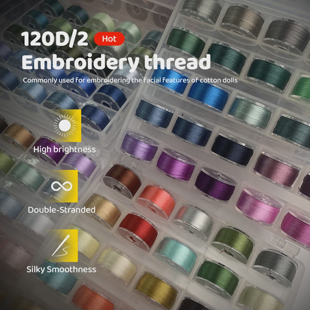 25 Kleuren Hoogglans Borduur Garen - 90 Meter Spoelen voor Handwerk & DIY