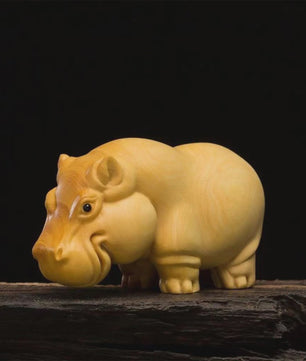 Houten Miniatuur Beeldjes: Olifant, Neushoorn & Nijlpaard - Sfeervolle Huisdecoratie