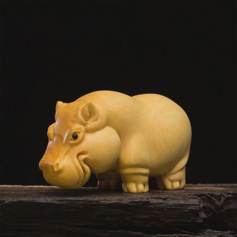 Houten Miniatuur Beeldjes: Olifant, Neushoorn & Nijlpaard - Sfeervolle Huisdecoratie