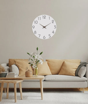 Moderne Witte Houten Wandklok - Stille Quartz, Decoratief voor Woonkamer, Slaapkamer, Keuken - Diverse Maten