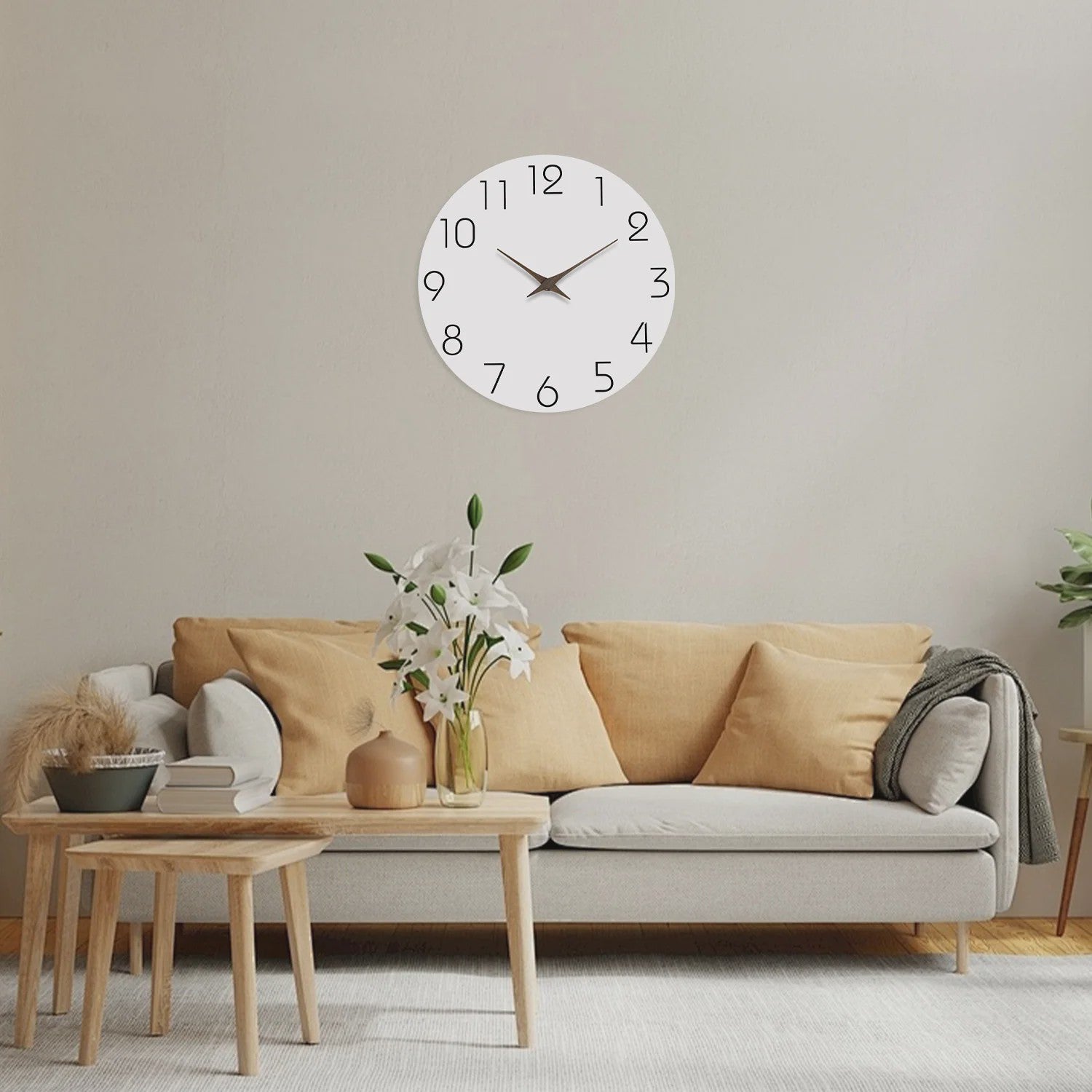Moderne Witte Houten Wandklok - Stille Quartz, Decoratief voor Woonkamer, Slaapkamer, Keuken - Diverse Maten
