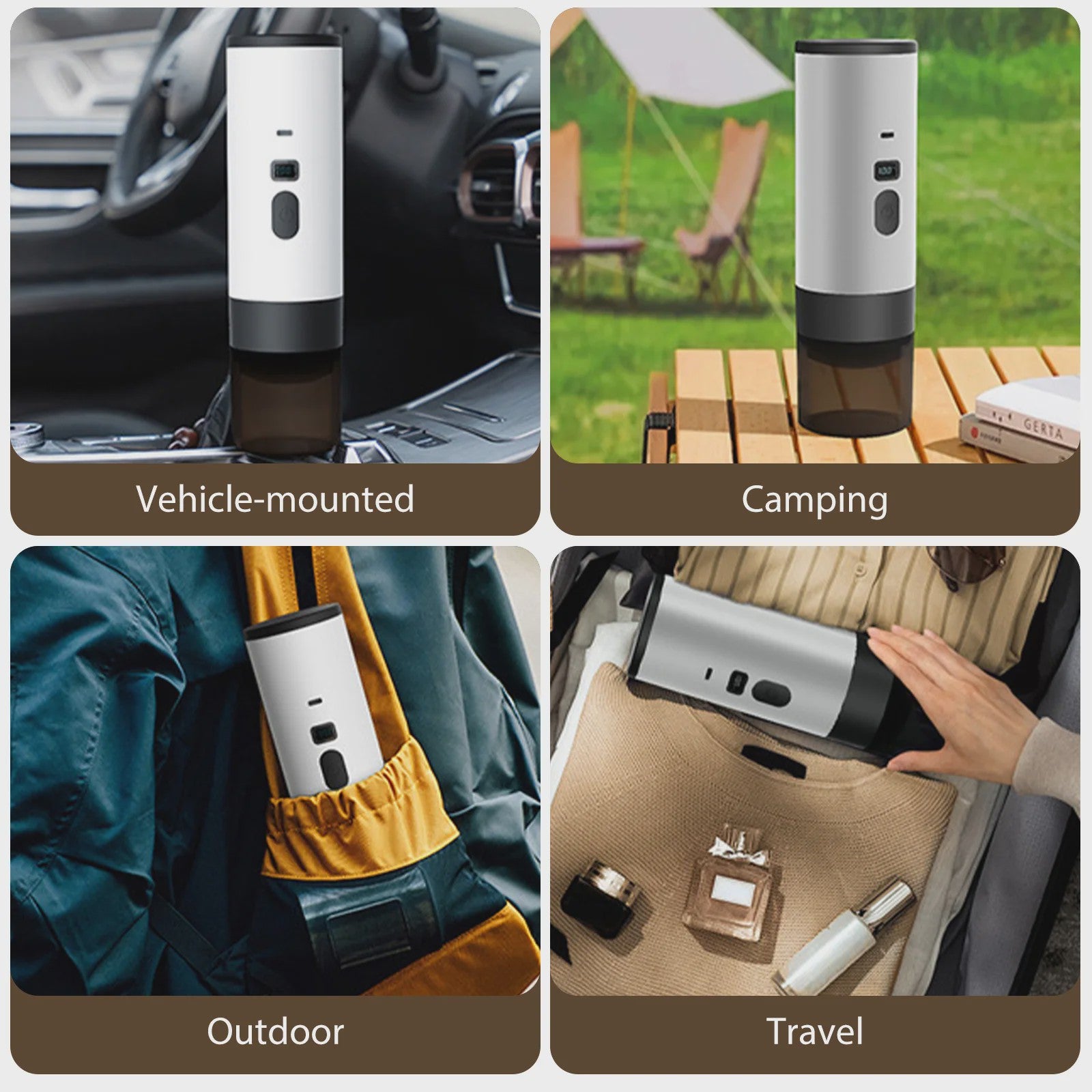 Draagbare Elektrische Koffiemachine - Espresso, Capsules, Verwarmend, Draadloos - Ideaal voor Reizen & Auto