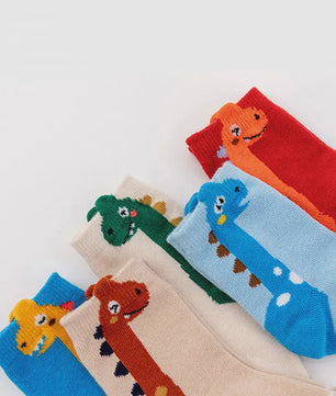 5 Paar Leuke Kindersokken met Dinosaurus Print - Comfortabel en Vrolijk
