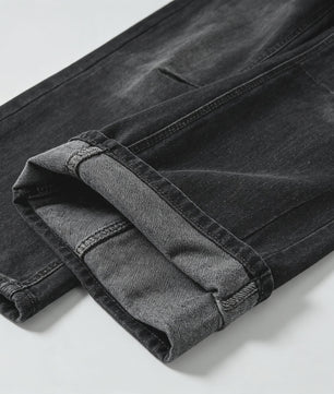 Dames Y2K Jeans met Strass en Wijde Pijpen - Zwart Gewassen Baggy Denim