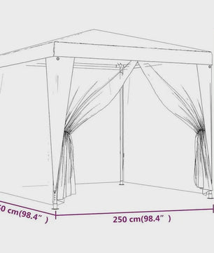 2.5x2.5m Blauwe Partytent met Horren en Ritsingang - UV & Waterbestendig