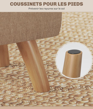 Stijlvolle Voetenbank / Poef met Stoffen Zitting en Houten Poten - Compact en Comfortabel