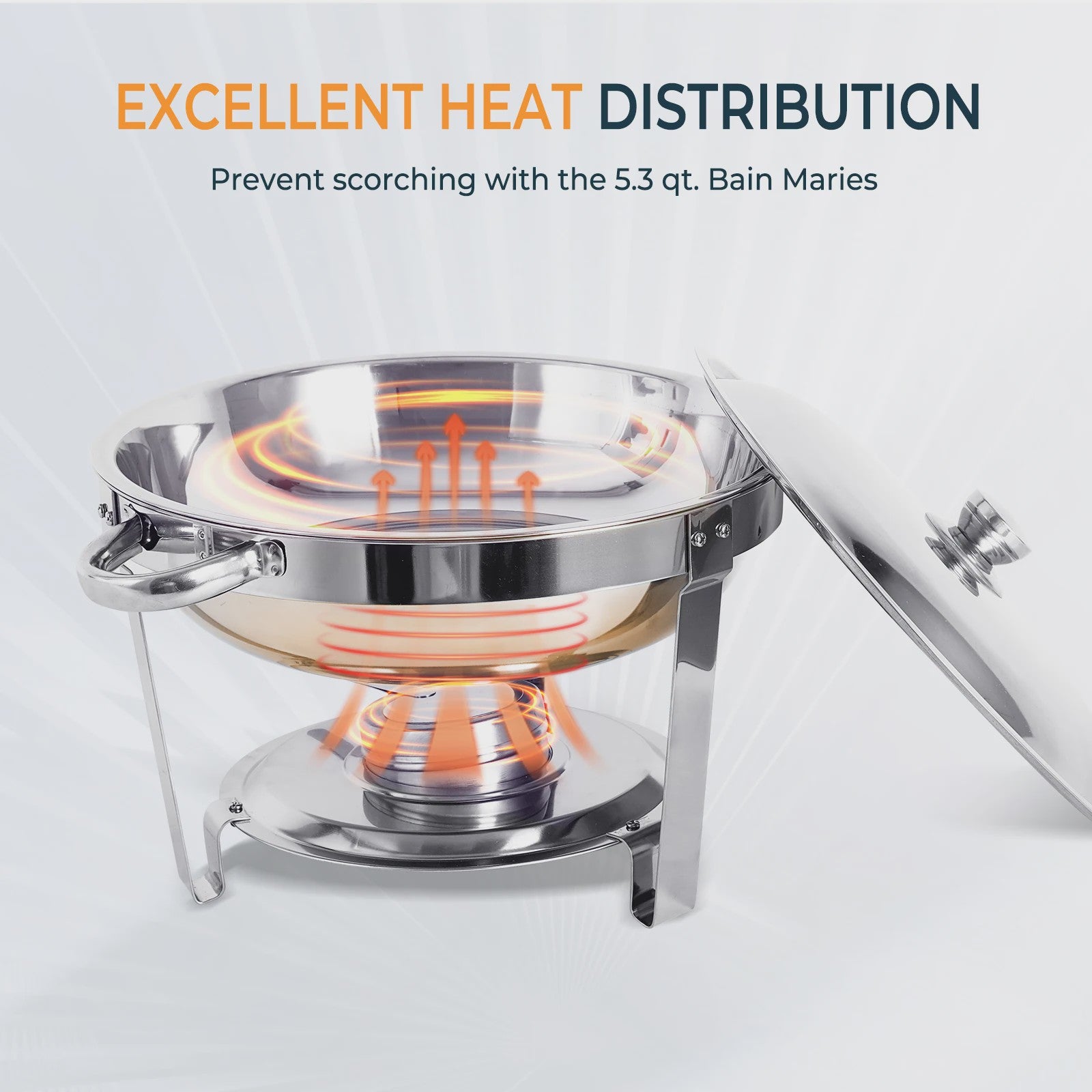 RVS Buffet Chafing Dish Set (5L) - Rond, met Deksel - Ideaal voor Feesten & Buffetten