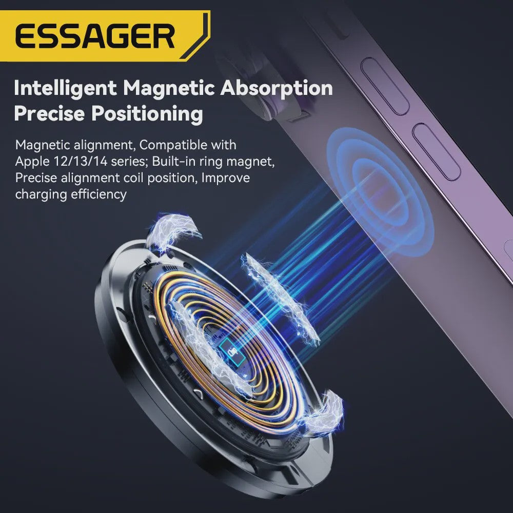 Essager 15W Magnetische Draadloze Snellader - Snel Laden voor iPhone 14/13/12 Pro Max & Xiaomi