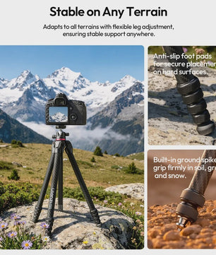 Ulanzi TZ01: Veelzijdige 2-in-1 Carbon Fiber Tripod (1.63m) - Compact & Stabiel voor Outdoor, Vlogging & Reizen