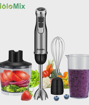 BioloMix 4-in-1 Staafmixer: Krachtige 1200W Hand Blender met Hakker en Smoothiebeker