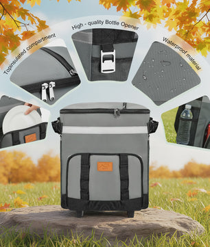 Grote Koeltas 35L met Wielen - Waterdicht & Geïsoleerd voor Picknick, Camping en Reizen