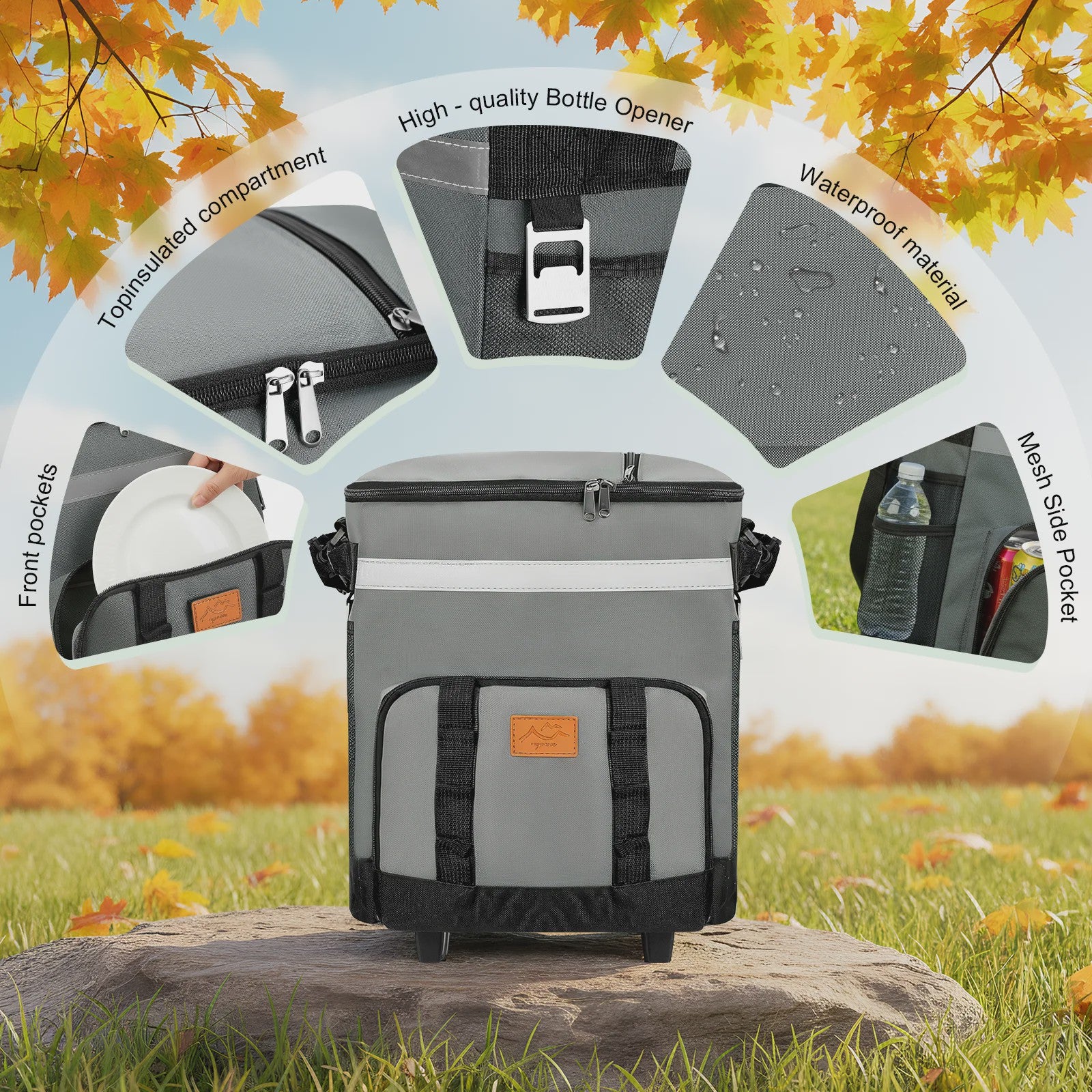 Grote Koeltas 35L met Wielen - Waterdicht & Geïsoleerd voor Picknick, Camping en Reizen
