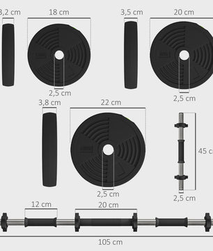 Verstelbare Dumbbell & Barbell Set (tot 25 KG) - 2-in-1 Fitness Gewichtenset met Antislip Handvatten