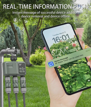 Slimme Tuin Water Timer met Wifi & RF433 - 3 Uitgangen, Automatische Besproeiing, Regenvertraging